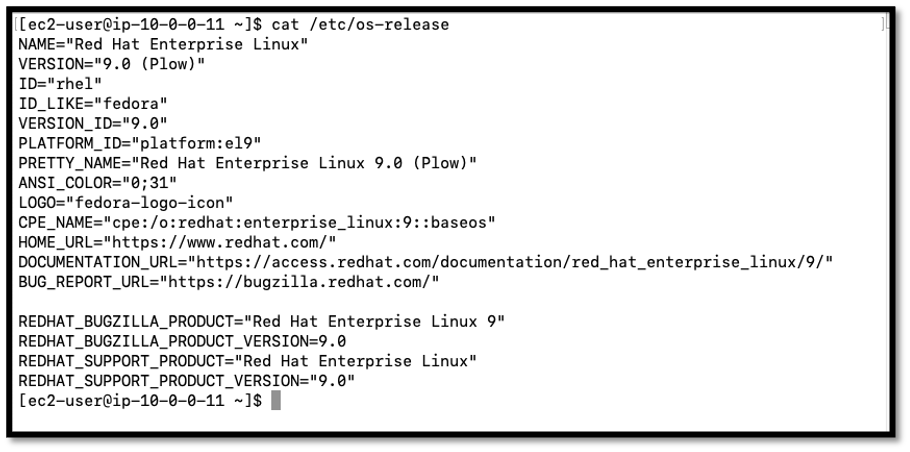 Linux version on the source database server
