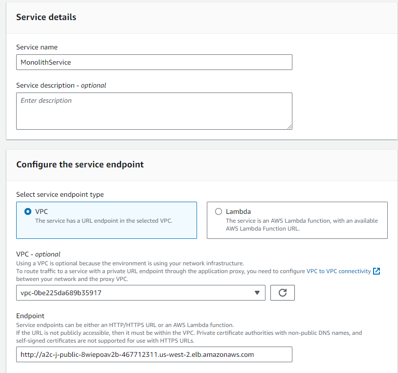 Create Refactor Spaces Service
