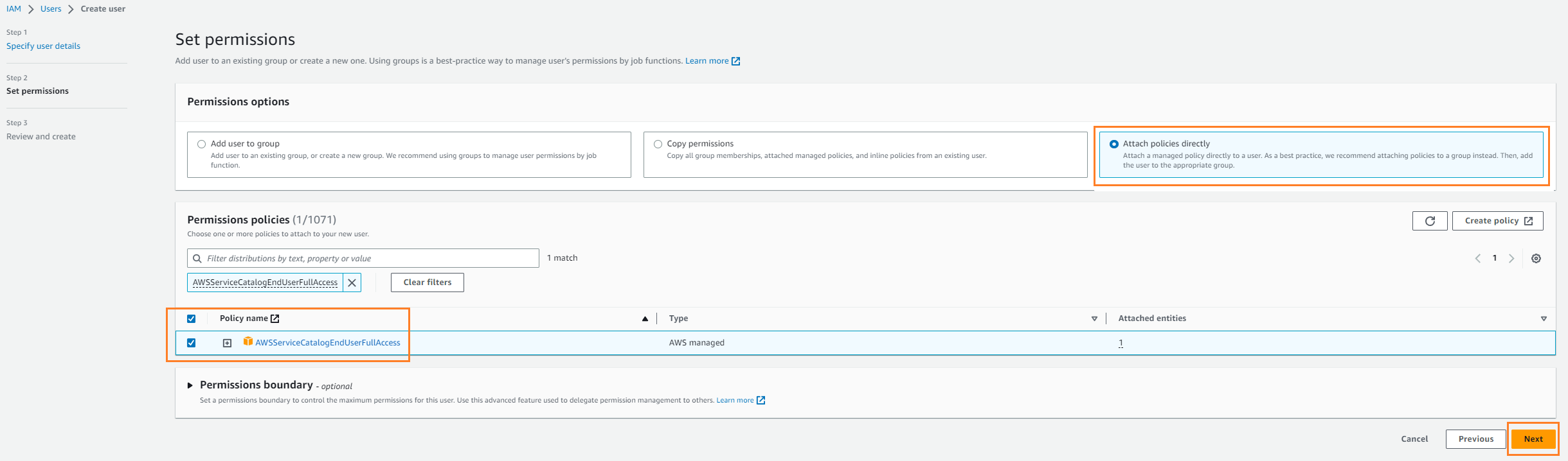 Fig 10 shows how to attach a policy to SCEndUser