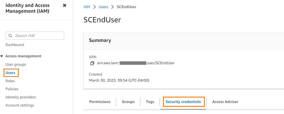 Fig 11 shows steps to adding access key to SCEndUser
