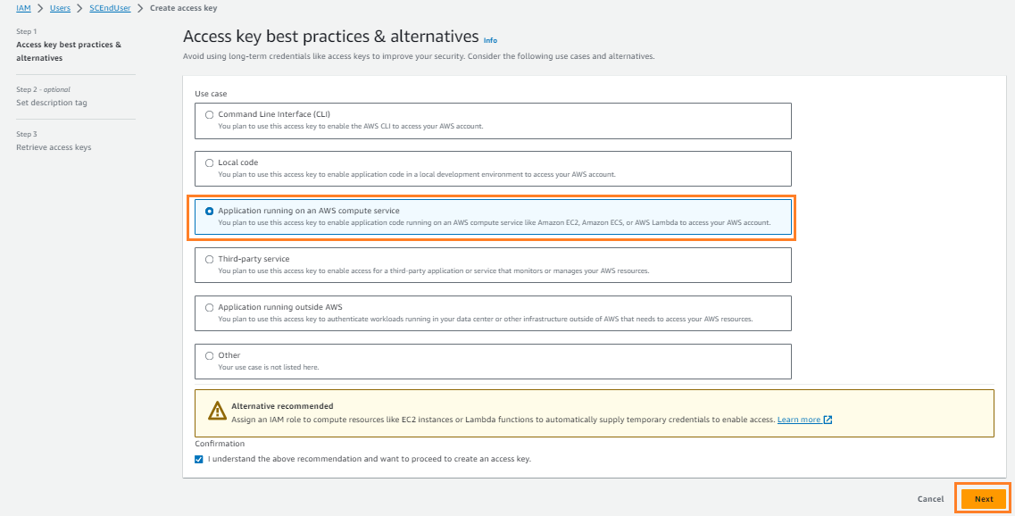 Fig 13 shows steps to adding access key to SCEndUser