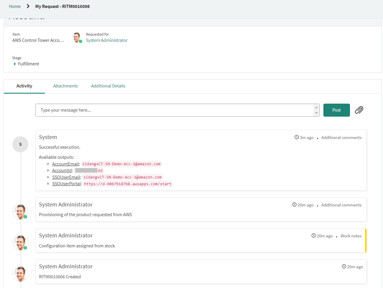 Fig 25 shows the ServiceNow Request details