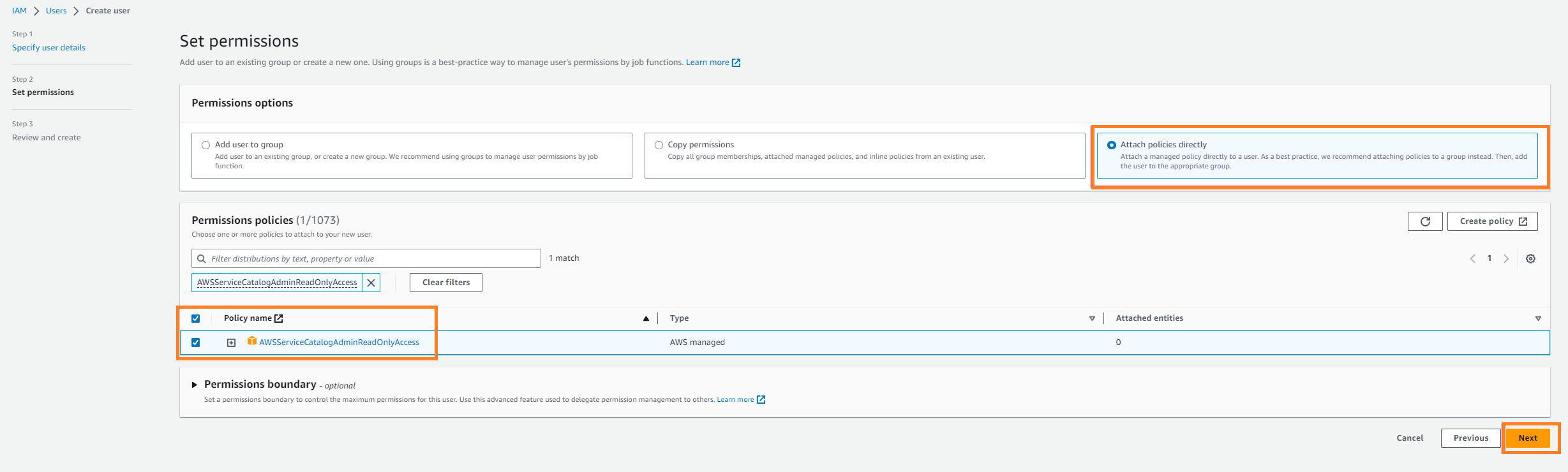 Fig 4 shows how to attach a policy to SCSyncUser