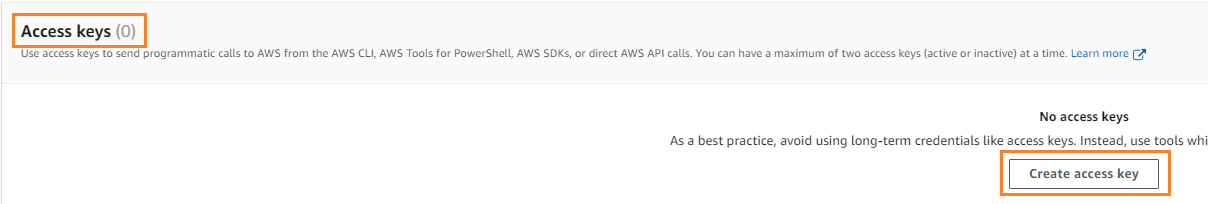 Fig 6 shows steps to adding access key to SCSyncUser