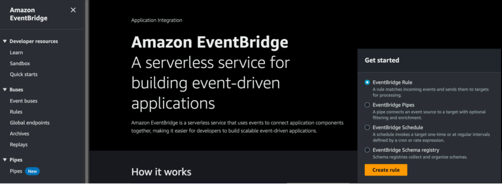Image 1: Amazon EventBridge Console