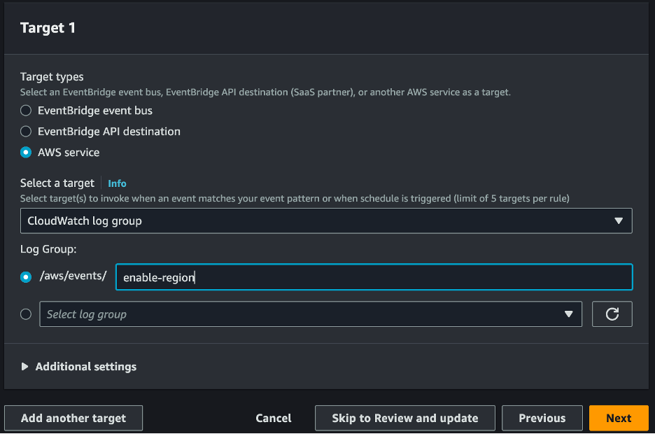 Image 1c: EventBridge Rule Target