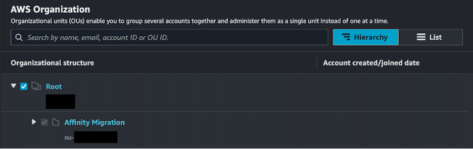 Image 3c: Attaching the SCP to the root of the organization