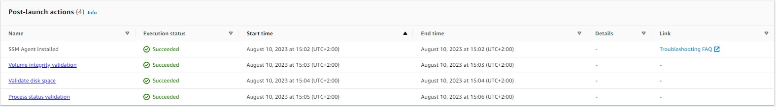 Windows Source Server Post-launch actions succeeded 