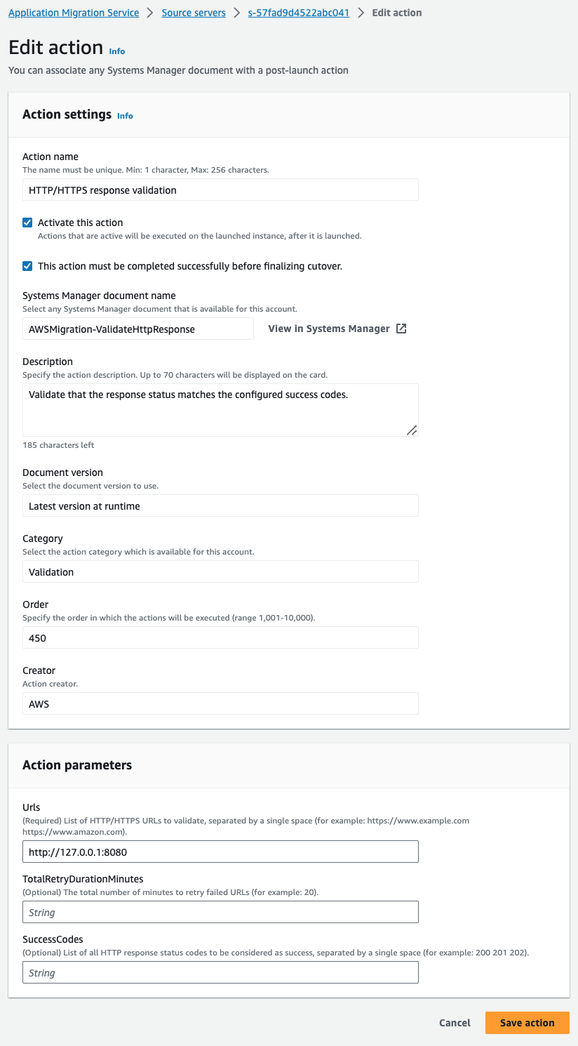 HTTP/HTTPS response validation configuration details