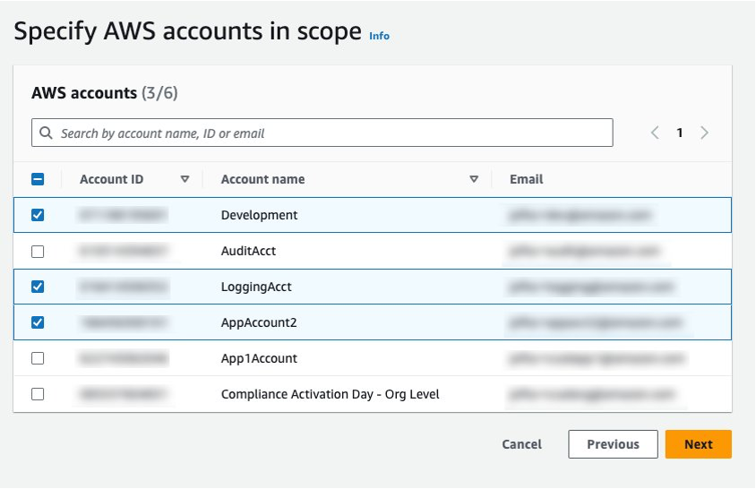 Select the accounts in scope