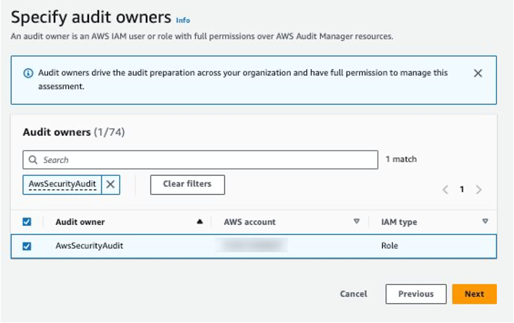 Select the audit owner for this assessment