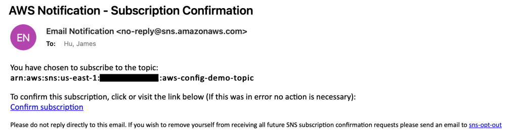 Image showing a subscription confirmation email
