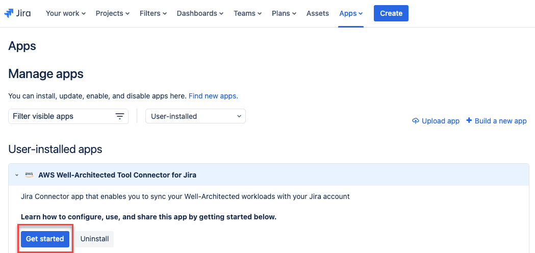 [Image of Jira App with connect a new AWS account highlighted]