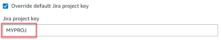 [Image Jira project key override selected and a custom project name typed in the field.]