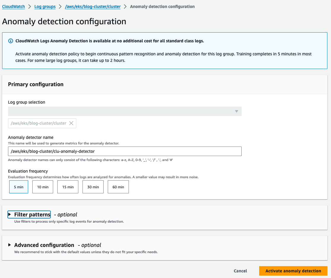 CloudWatch Anomaly Detection Configuration