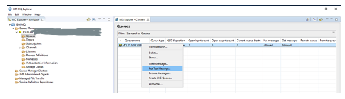Put a test message using MQ Explorer