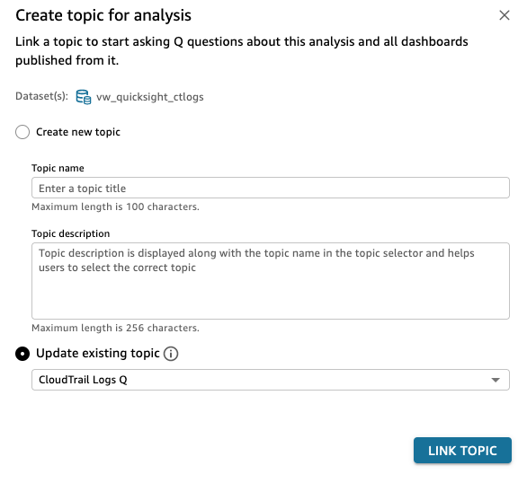 Page showing how to link a topic to analysis