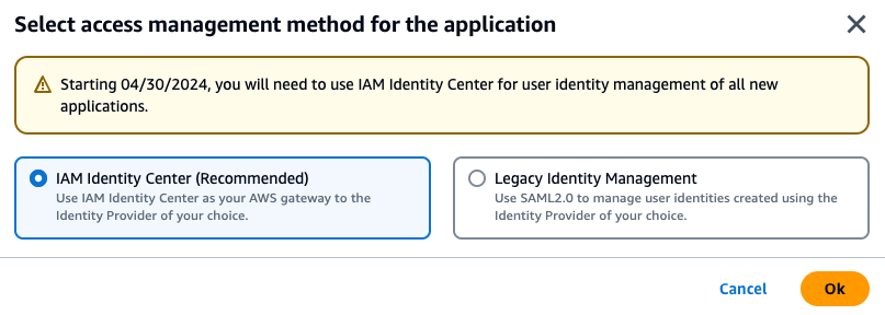 Setting IAM Identity center as Identity provider