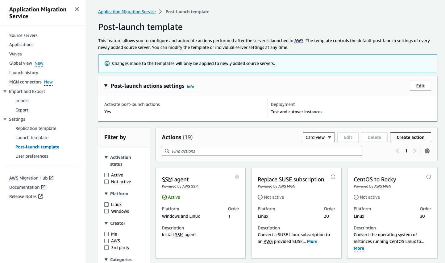 Creating a custom Post-launch action in MGN
