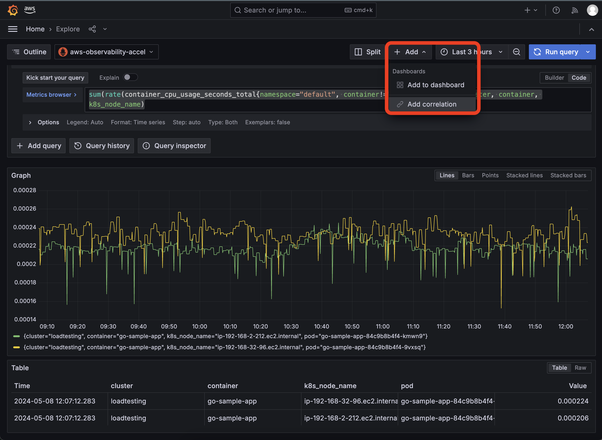 Figure 4 - Starting the correlation editor in Explore
