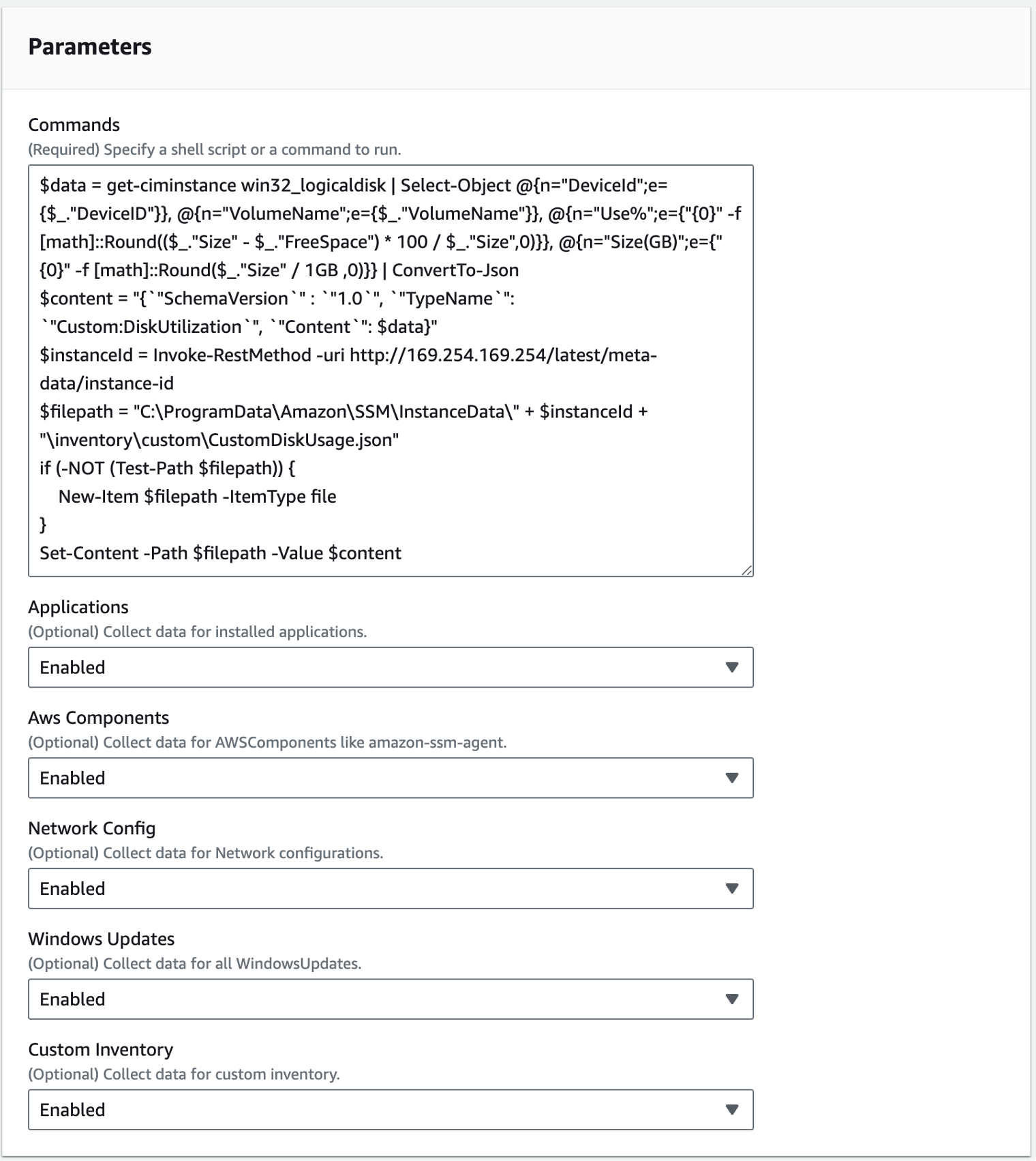 Setting AWS Systems Manager State Manager Association Parameters