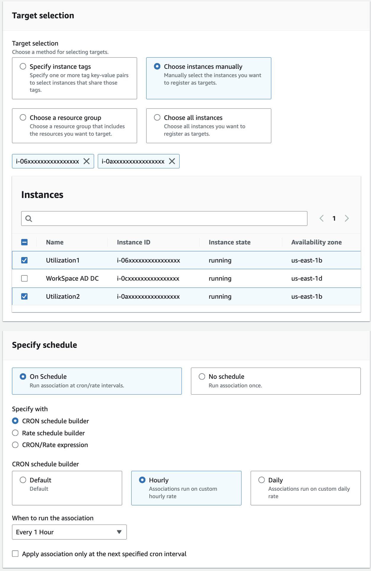 Setting AWS Systems Manager State Manager Association Target selection