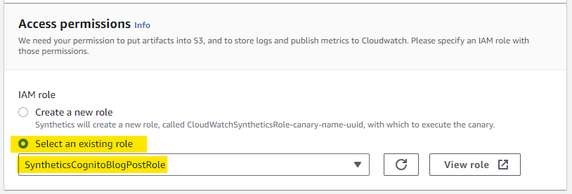 CloudWatch Synthetics access permissions