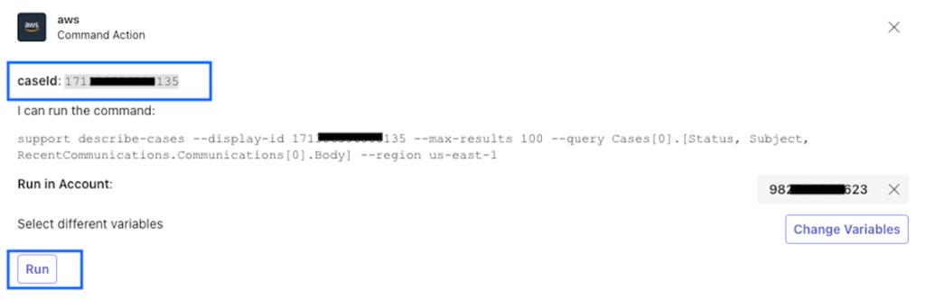 Snapshot showing execution of the "GetCaseDetails" button