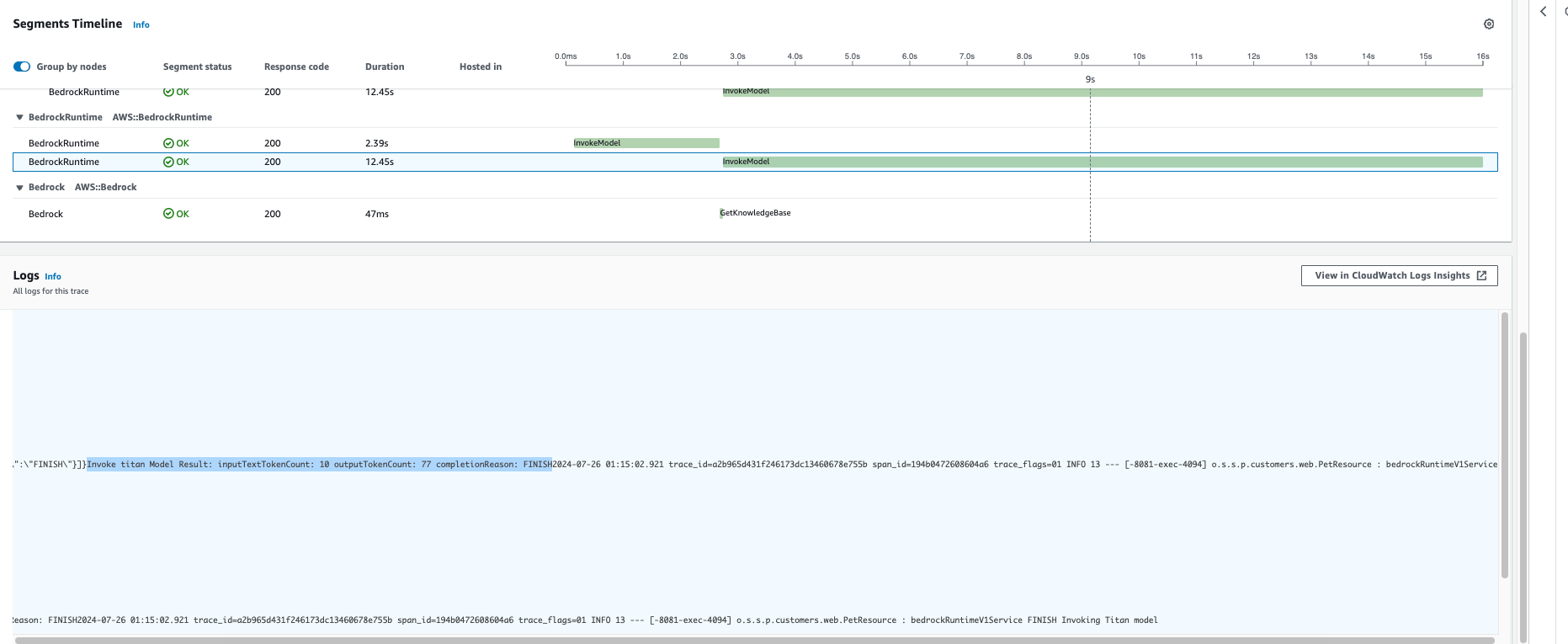 Figure 6: Sample log entry containing additional information related to the requests linked via the Segment
