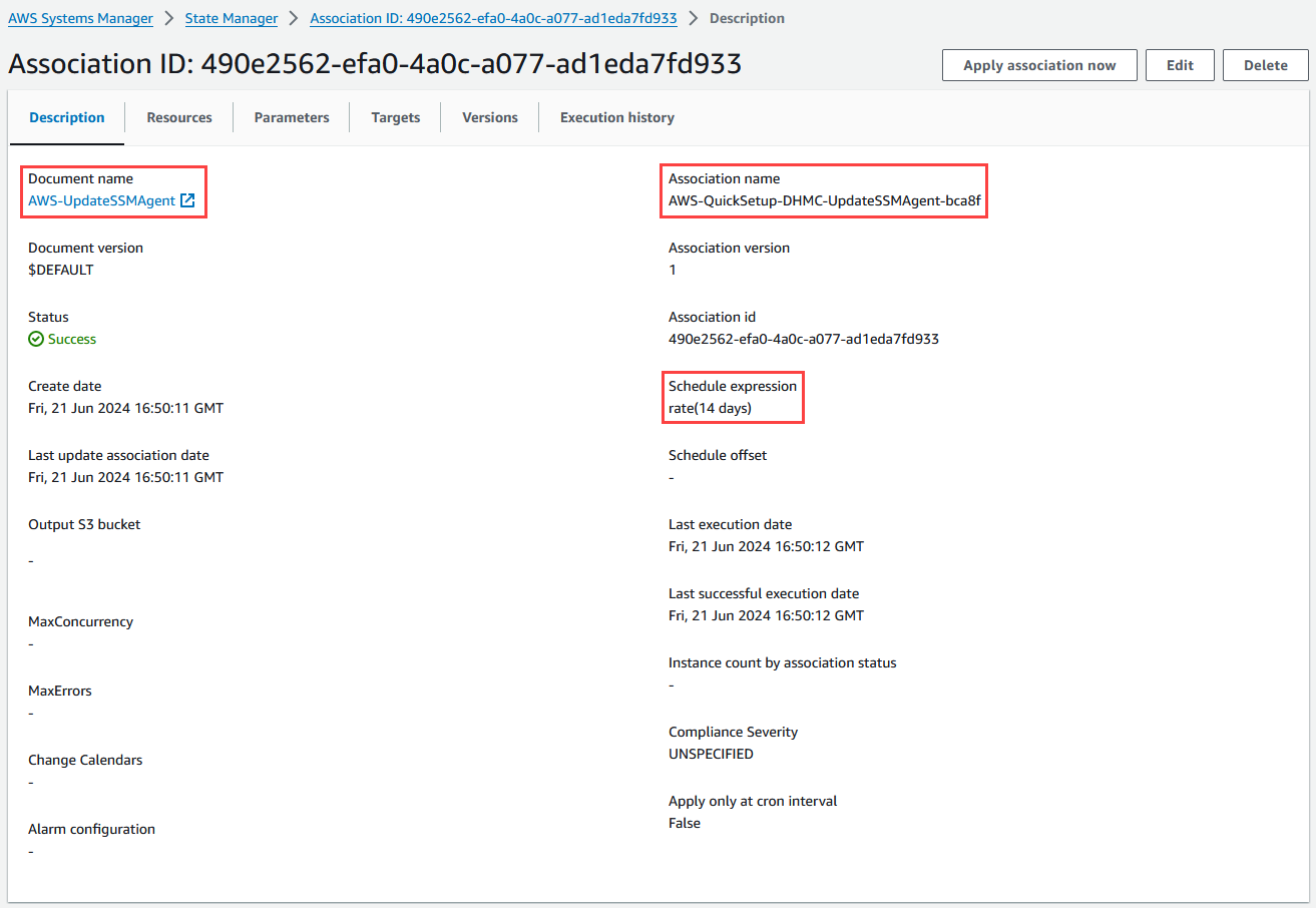 Figure 1. A screenshot of the Quick Setup console to review configuration managers deployed using the AWS CLI.
