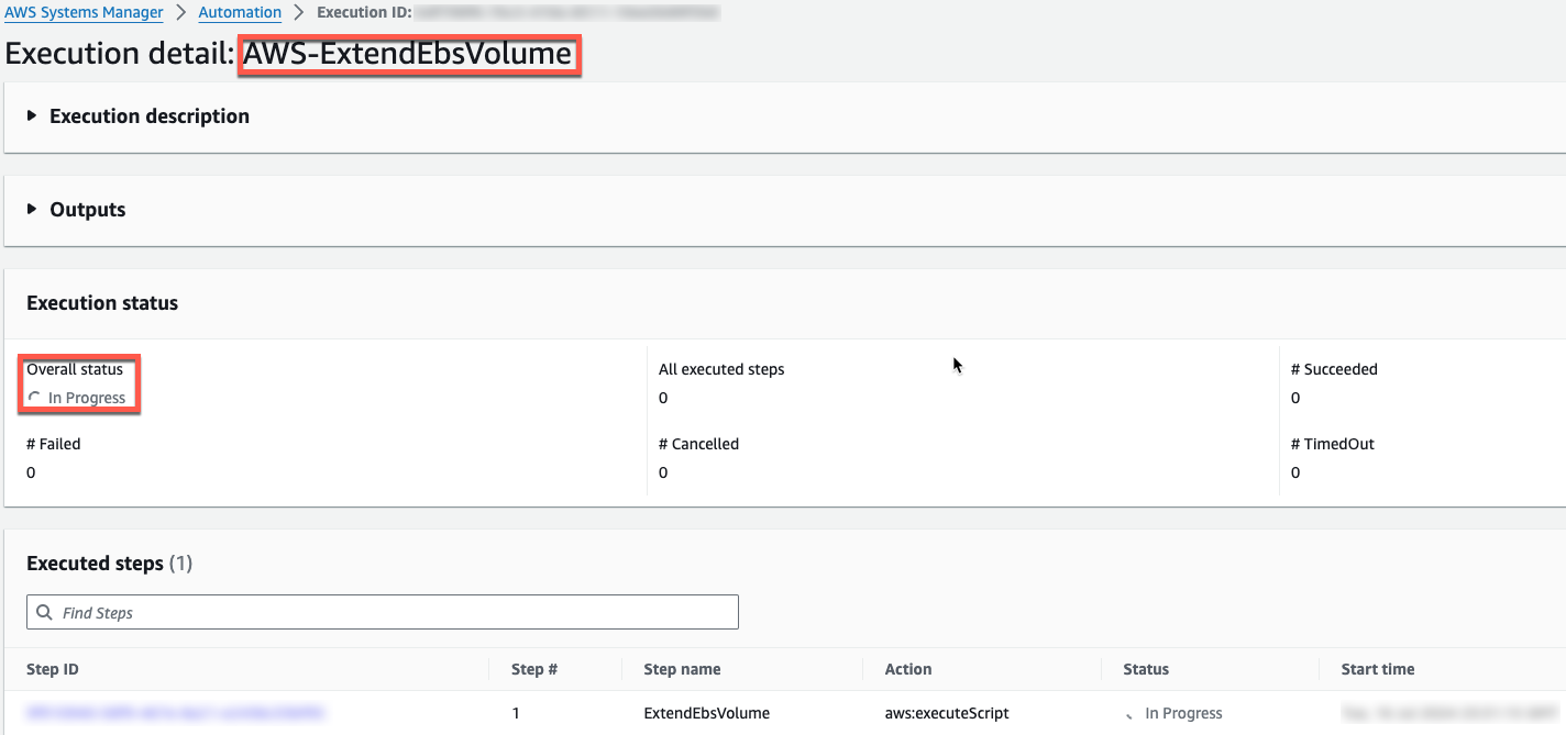 Overall Status of the Executed Runbook