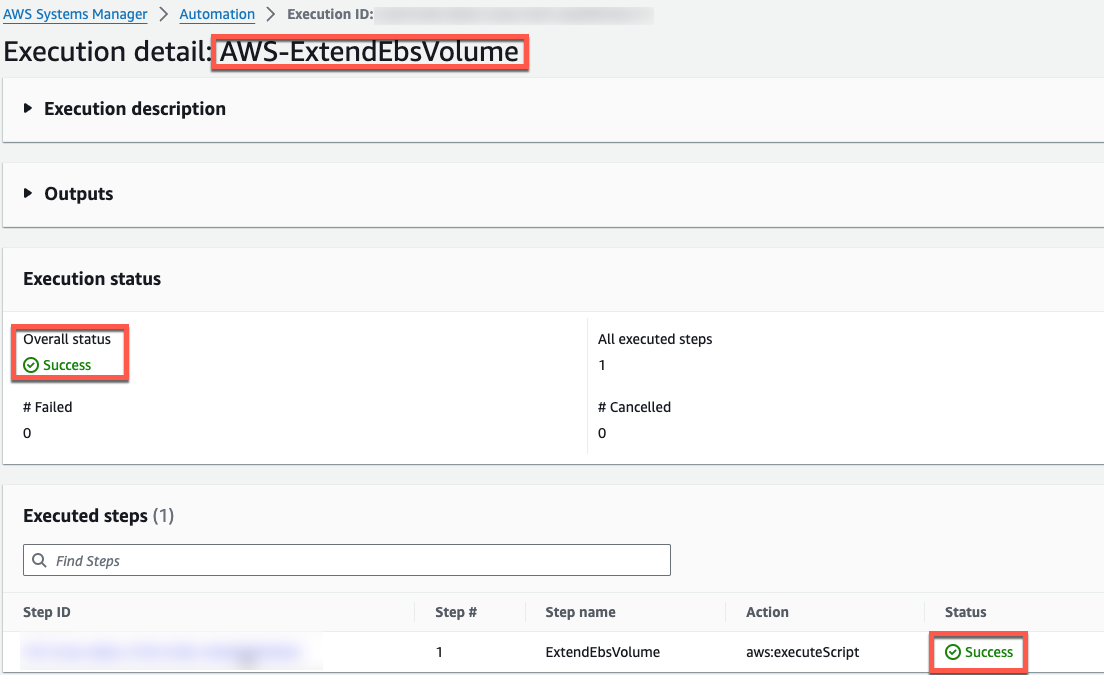 Overall Success Status of the Executed Runbook