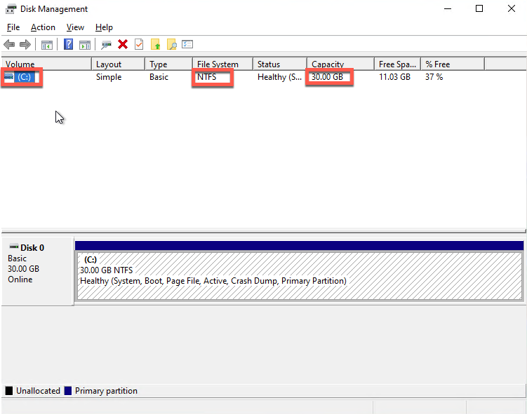 Figure 2-NTFS 30GiB Volume