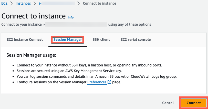 Connecting EC2 using Session Manager