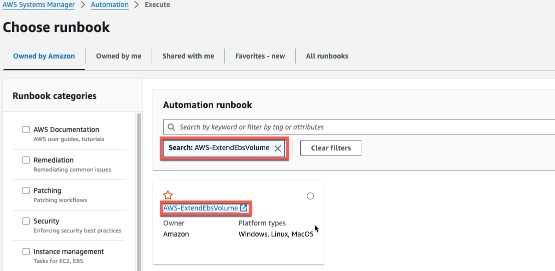 Search the Automation runbook
