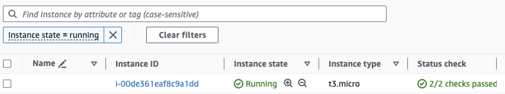 Original running EC2 instances, numbering 1