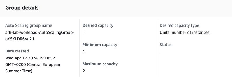 Original Auto Scaling Group capacity values