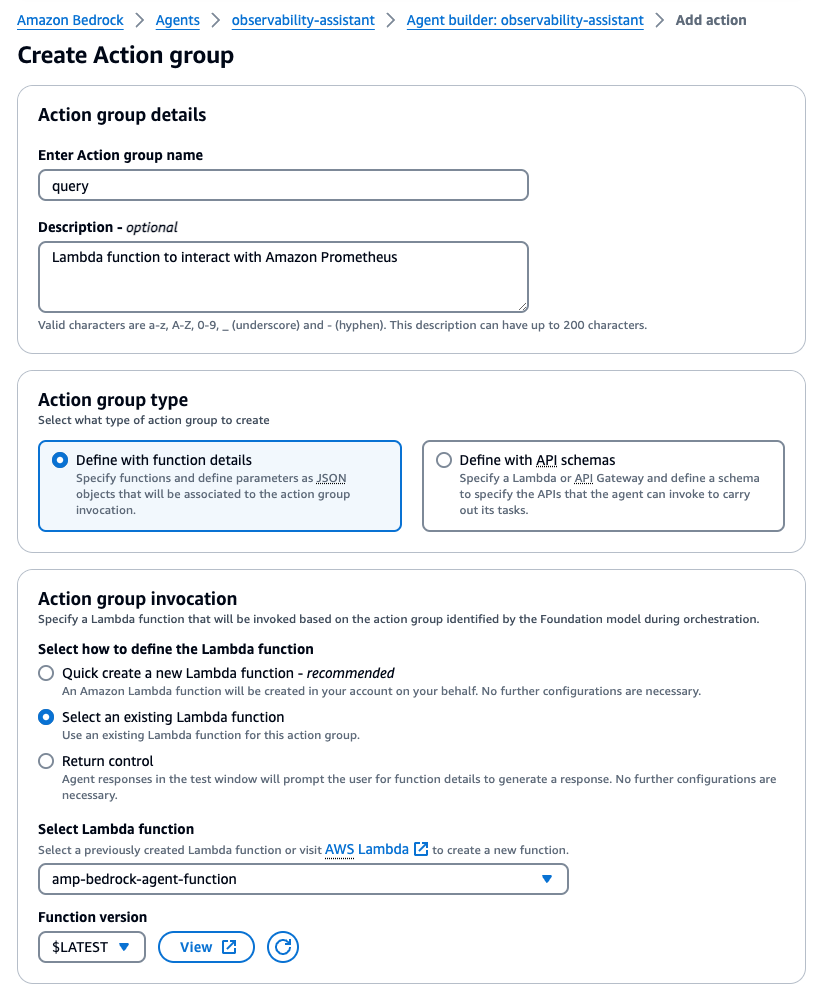 Creating Action groups