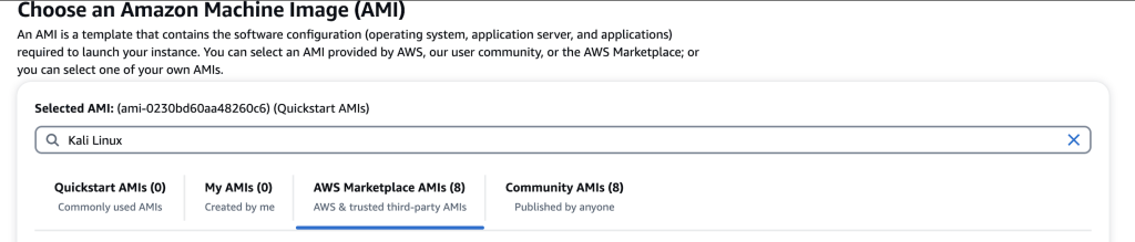 List of products in EC2 console