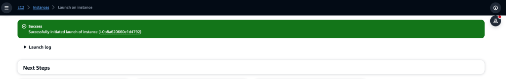 EC2 instance launched successfully