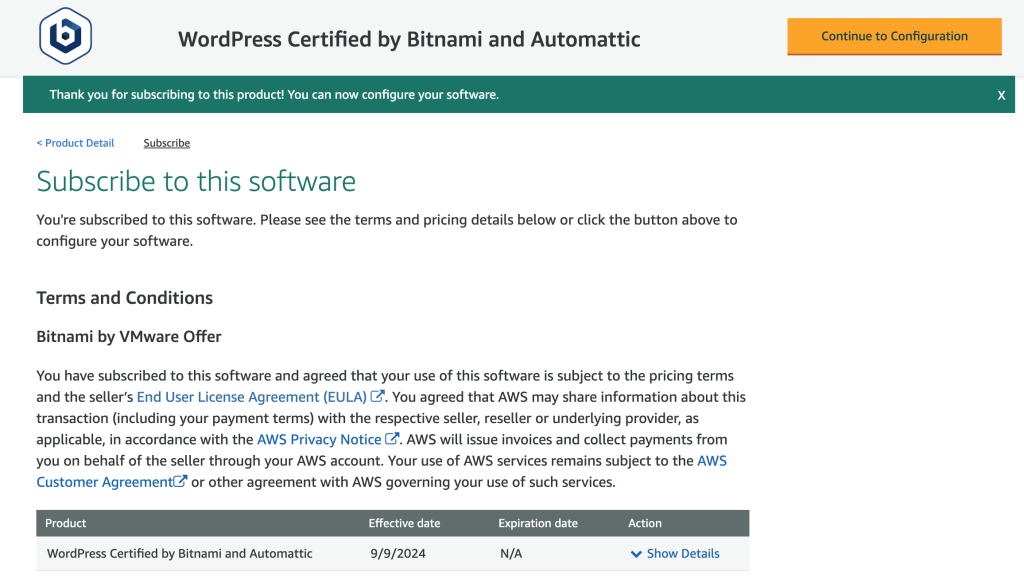 Subscription successful