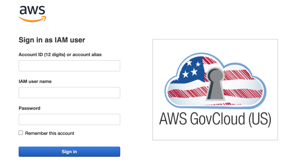 Login to AWS GovCloud (US) Account