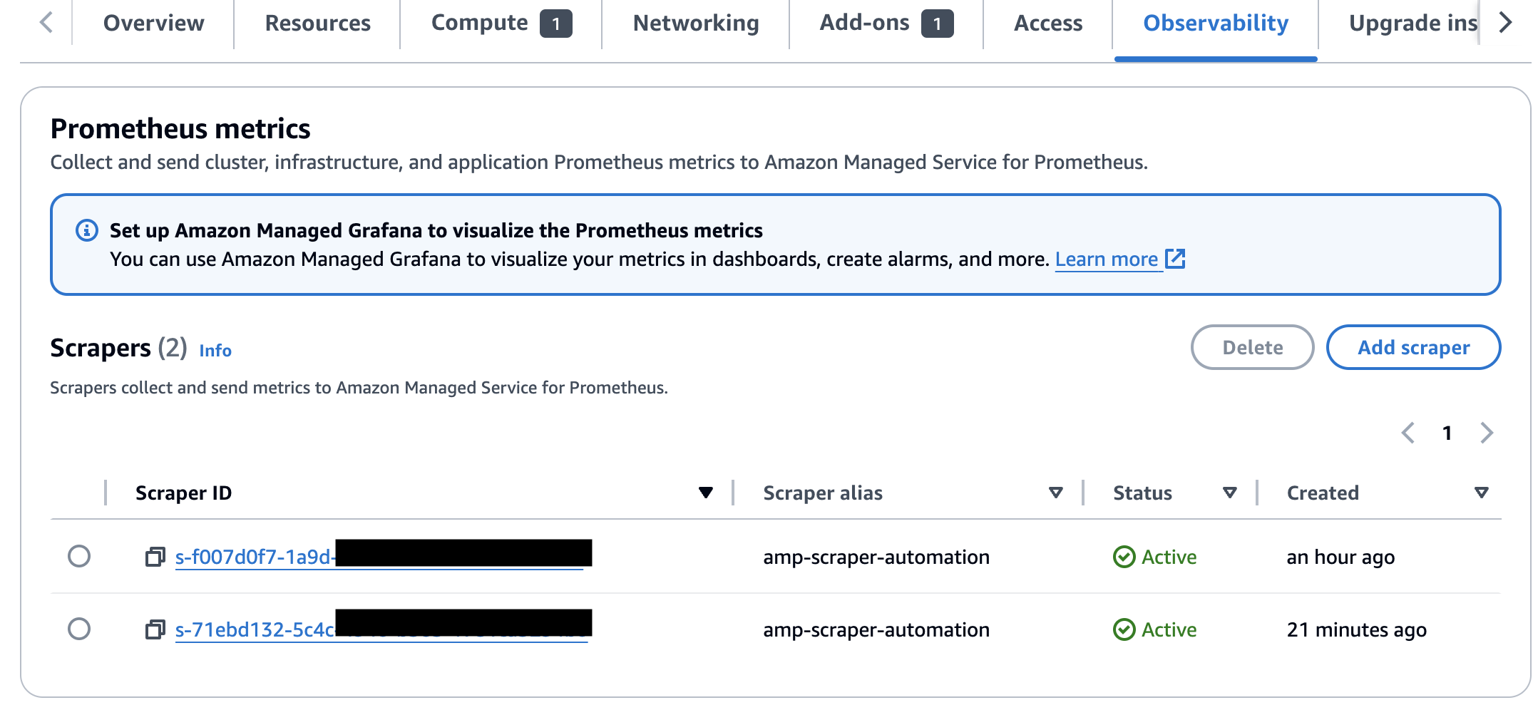 Figure 6 - Viewing creation of second scraper from the AWS console