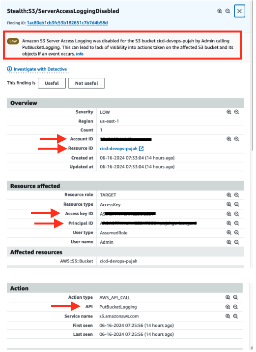 Image 8: GuardDuty S3 finding detailed view