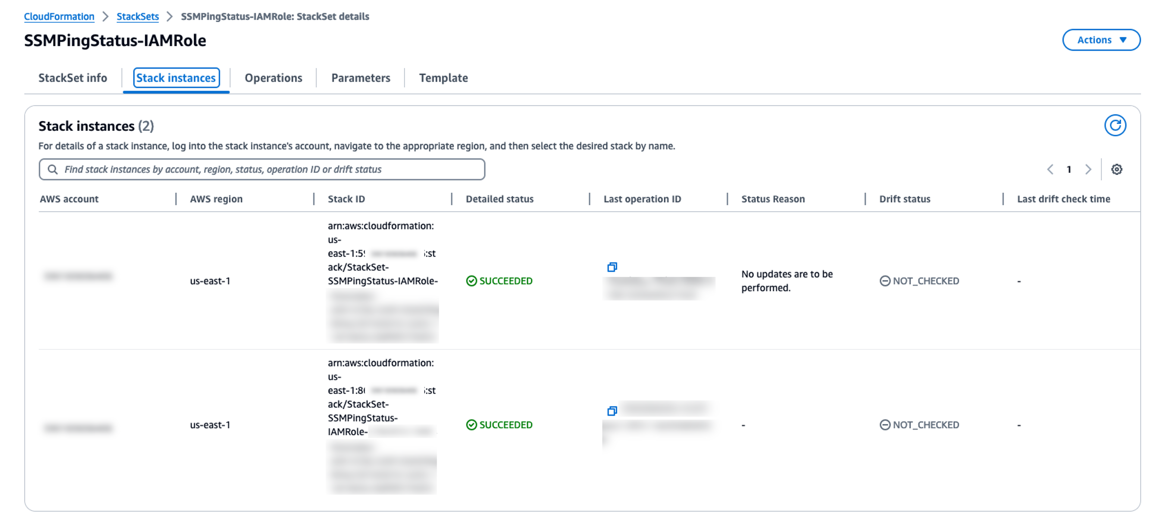 CloudFormation stack output resources (IAM Role) in target account(s)