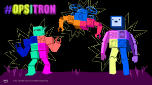 Figure with ops bots combined showing how AWS brings together cloud operations services into a more powerful user experience