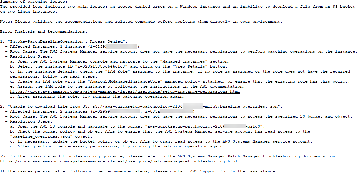 Example patch operations recommendations text file containing steps to resolve patch operation failures.