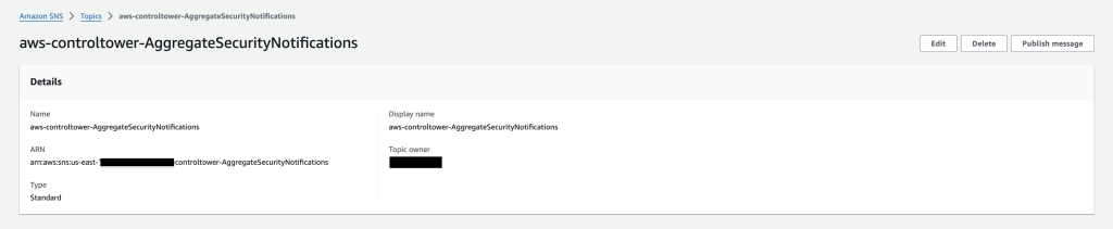 AWS Control Tower SNS Topic