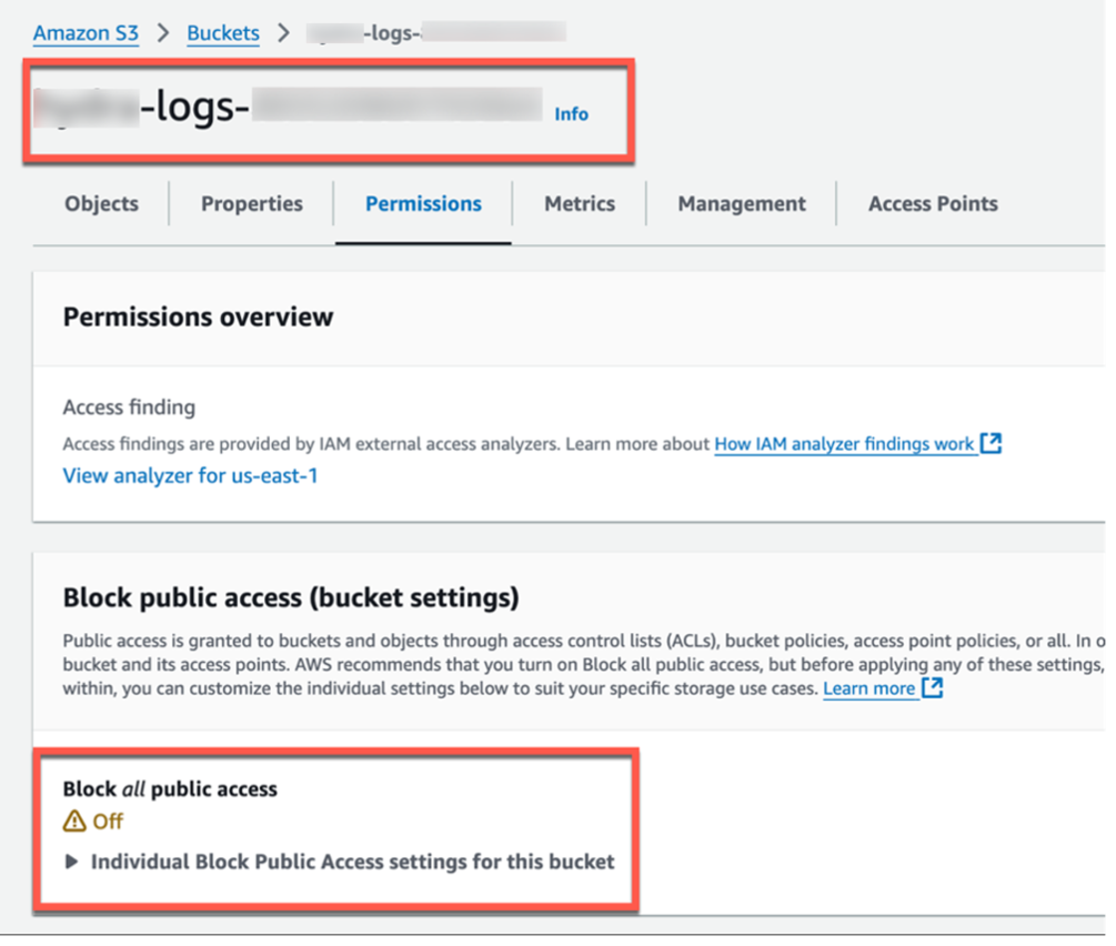Image 4: Amazon S3 block public access settings