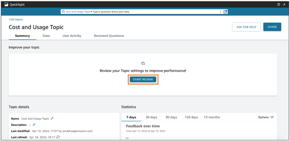 Cost and Usage Topic Summary